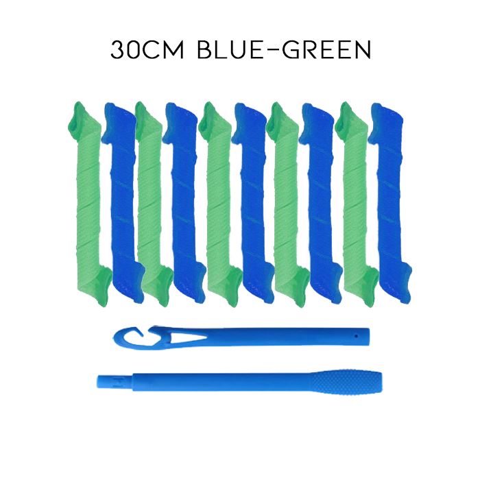 DIY Spiral Curls Hair Curler Hair Styling Tools Every Day And Night 30cm Blue-Green