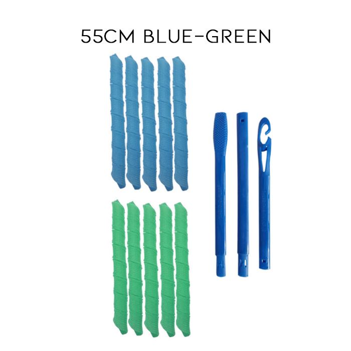 DIY Spiral Curls Hair Curler Hair Styling Tools Every Day And Night 55cm Blue-Green