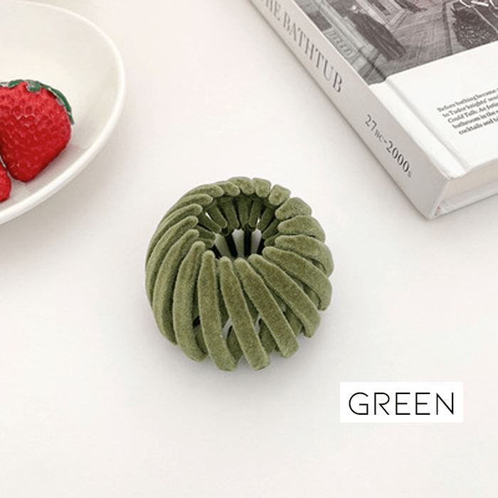 Fleece Ponytail Nest Clip Morning Shades 07# Green 1pc 