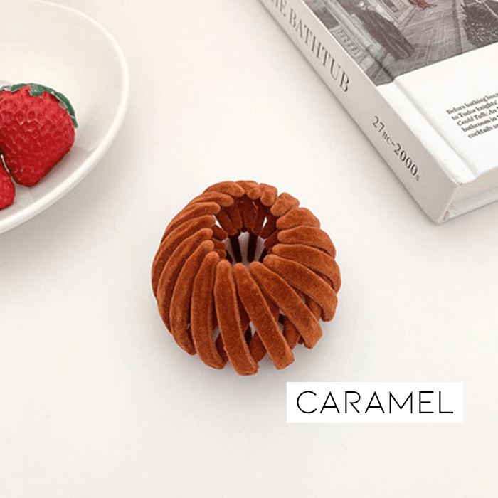 Fleece Ponytail Nest Clip Morning Shades 05# Caramel 1pc 