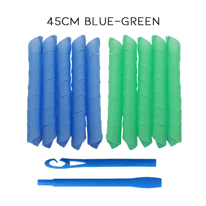DIY Spiral Curls Hair Curler Hair Styling Tools Every Day And Night 45cm Blue-Green 