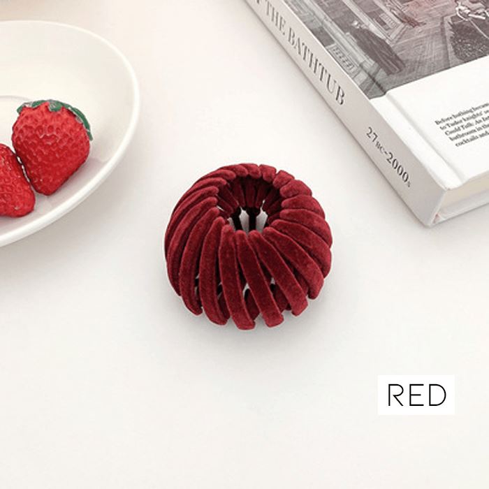 Fleece Ponytail Nest Clip Morning Shades 03# Red 1pc 