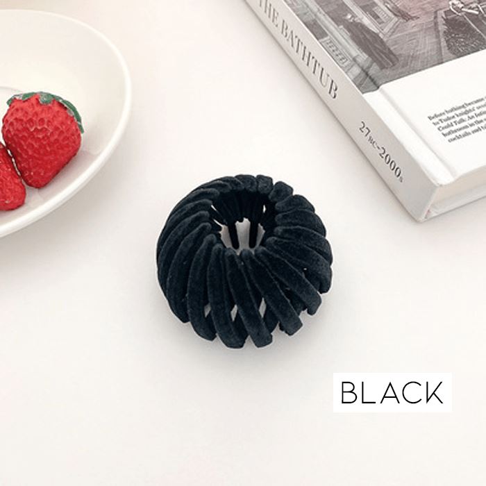 Fleece Ponytail Nest Clip Morning Shades 02# Black 1pc 