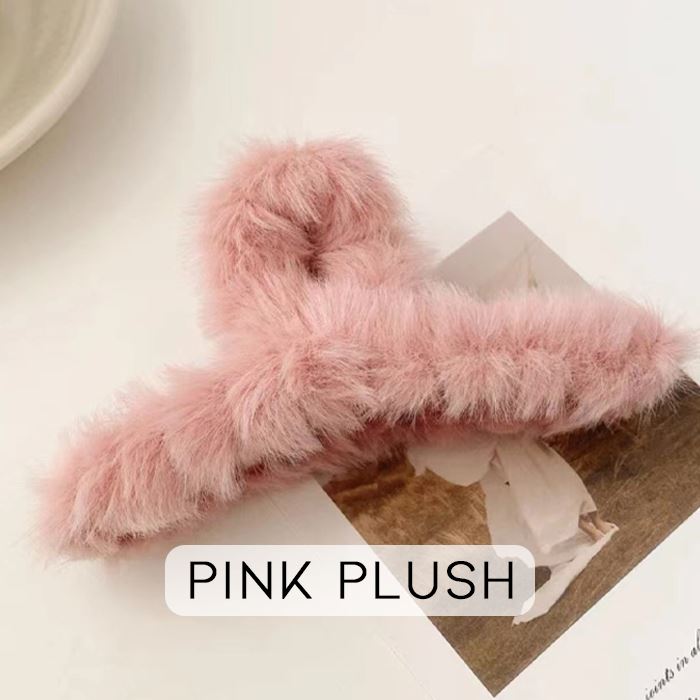 Fluffy Heart Hair Claw Clip Hair Pins, Claws & Clips Every Day And Night Pink Plush 