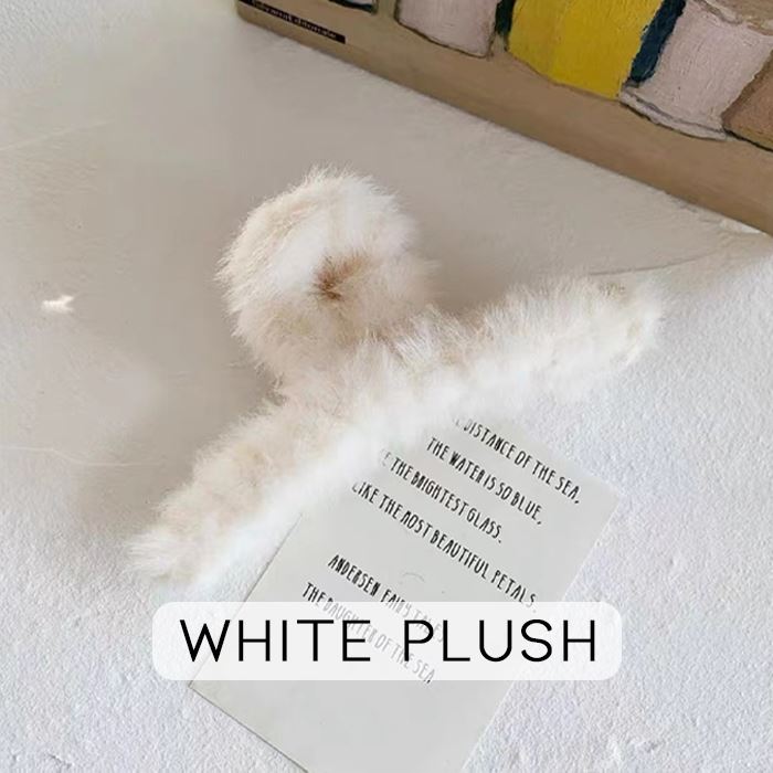Fluffy Heart Hair Claw Clip Hair Pins, Claws & Clips Every Day And Night White Plush 
