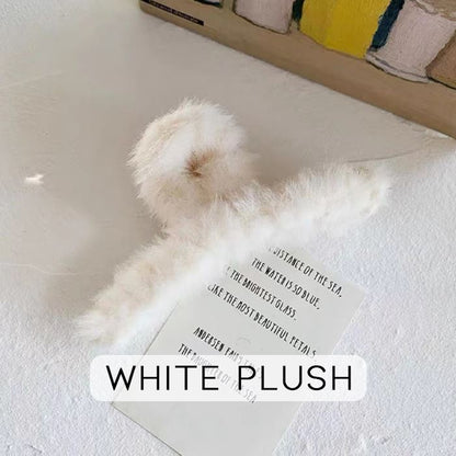 Fluffy Heart Hair Claw Clip Hair Pins, Claws & Clips Every Day And Night White Plush 
