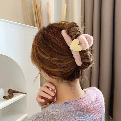 Fluffy Heart Hair Claw Clip Hair Pins, Claws & Clips Every Day And Night 