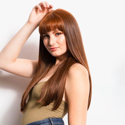 Straight Long Clip-in Hair Topper with bangs Morning Shades 